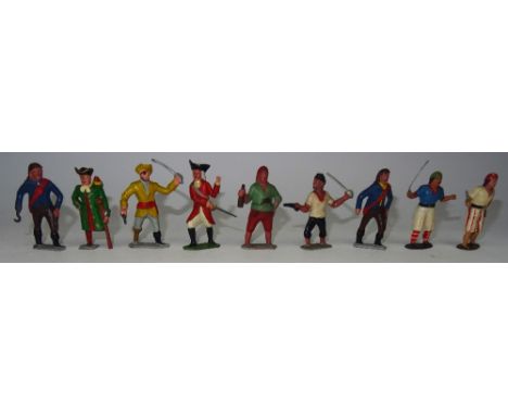 Johillco Pirates with two by Reynolds (Condition Very Good, one Fair, Reynolds figures possibly retouched) 1953 (10)