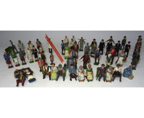 Britains Farm People including two Golfers, three Milkmen, four Priests, Painter and Ladder, Man to push lawn mower and log f