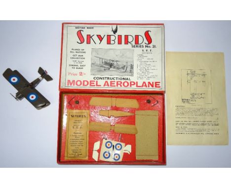 Skybird kit 21, S. E. 5 in original box with double-sided instruction leaflet (Condition Mint) with an example of the made up