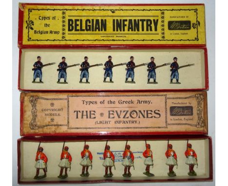 Britains set 189, Belgian Infantry in original printers decorated box (Condition Very Good, one man missing, box Good, label 