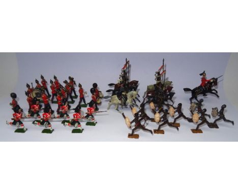 Britains set 27, Band of the Line (Condition Good-Fair, side drum stick, drum major base and two helmet spikes missing), set 