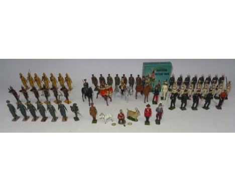 Britains set 1436, Italian Infantry, Colonial Service (Condition Good-Fair, arms damaged or missing), set 1250, Royal Tank Co