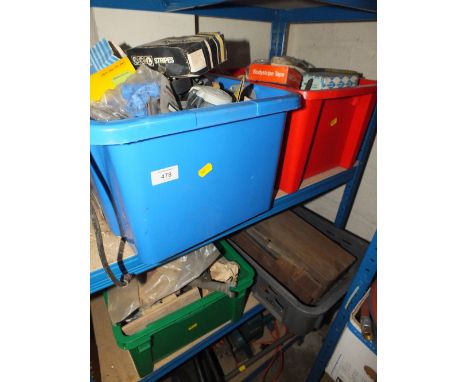 FOUR BOXES OF VARIOUS CAR PARTS AND TOOLS