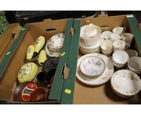 TWO TRAYS OF CHINA & CERAMICS TO INC ROYAL WORCESTER, CARLTON WARE ETC