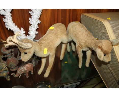A PAIR OF VINTAGE STEIFF STAG  AND DEER TEDDIES 