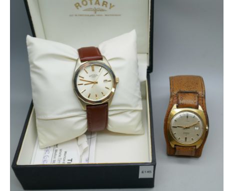 A Rotary wristwatch, box a/f, and a vintage Timex automatic wristwatch