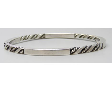 A Georg Jensen Danish silver twist design bangle, number 17C, 6.5cm, 30g, with original box