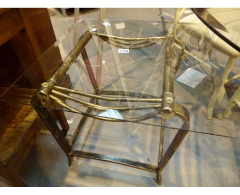 LAMP TABLE. Glass and steel lamp table