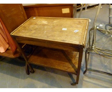 TEA TROLLEY. Vintage wheeled tea trolley / card table