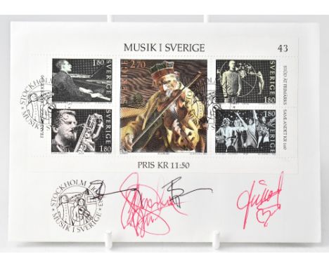 ABBA; a first day cover bearing the signatures of the Swedish superstars.We have not authenticated these signatures, please s