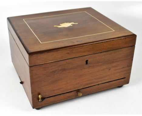 A walnut cased tabletop polyphon player by Douglas & Co, 7 South Street, London, EC., with Classical black and white scene to