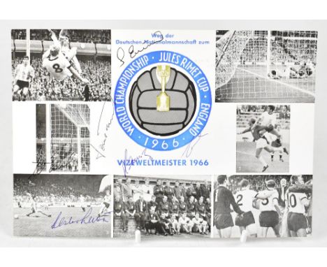 GERMANY 1966 WORLD CUP RUNNERS UP; a montage card bearing several signatures of the German team.We have not authenticated the