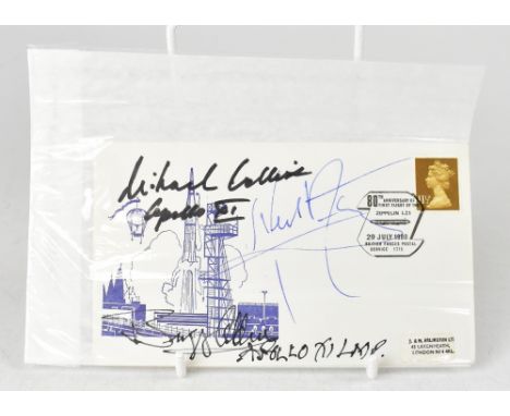 SPACE EXPLORATION; a first day cover bearing the signatures of Neil Armstrong, Buzz Aldrin and Michael Collins.We have not au