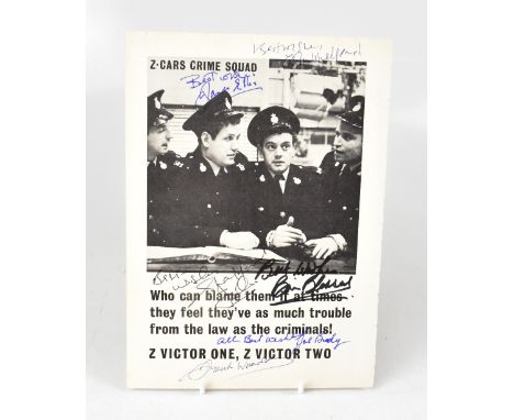 Z-CARS; three black and white photographic pages torn from a book, each bearing numerous signatures.Footnote: Please note thi