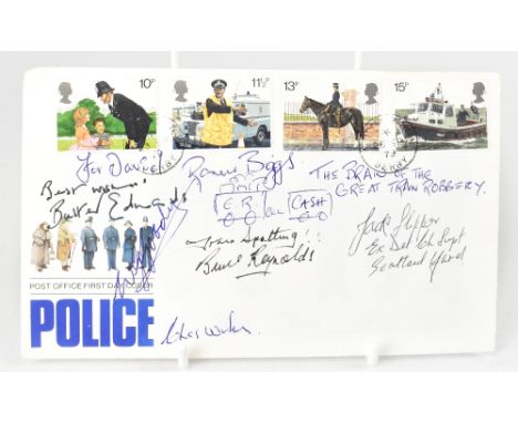 THE GREAT TRAIN ROBBERY; a first day cover bearing several signatures including Ronnie Biggs, Buster Edwards, and Bruce Reyno