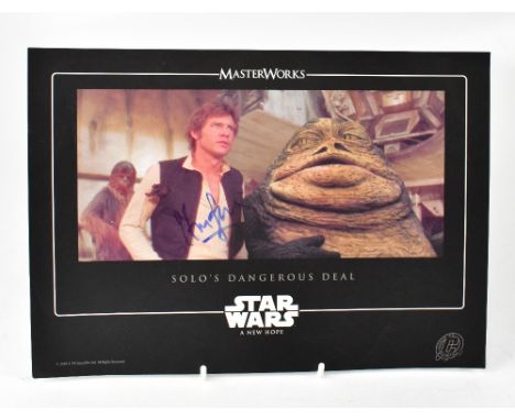 STAR WARS; a promotional card for 'Solo's Dangerous Deal', bearing the signature of Harrison Ford.We have not authenticated t