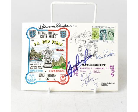 EVERTON FOOTBALL CLUB AND LIVERPOOL FOOTBALL CLUB; three FA Cup Final 1986 first day covers, bearing several signatures inclu