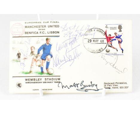 MANCHESTER UNITED; a first day cover dated 1968 bearing various signatures including Sir Mat Busby, George Best and Sir Bobby