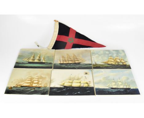 MARITIME INTEREST; a set of six Wedgwood ceramic tiles, each printed with a different ship, comprising 'Sea Witch', 'Dashing 