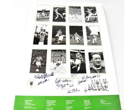 CELTIC; 'The Lisbon Lions', a montage of the players who won the European Cup in 1967, bearing various signatures to the lowe