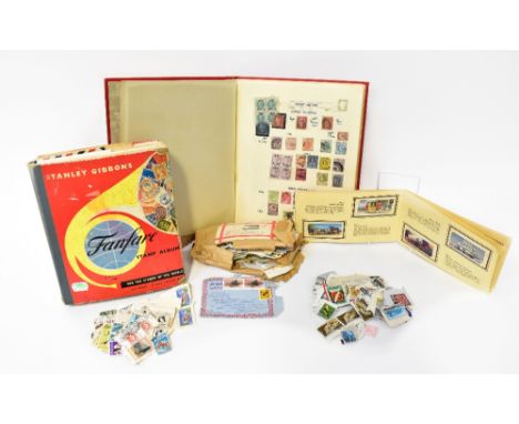 A quantity of stamps to include various loose British and world stamps, five various part complete albums, first day covers a