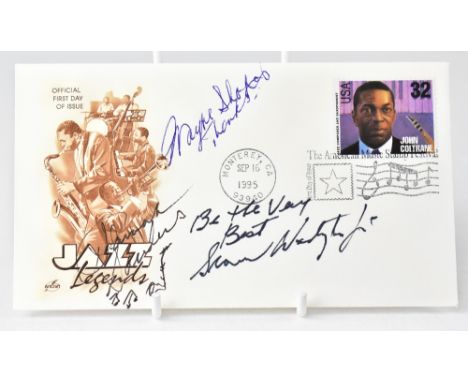 AMERICAN JAZZ; a first day cover bearing the signatures of Grosvenor Washington Jr, Pharaoh Saunders and Wayne Shorter.We hav