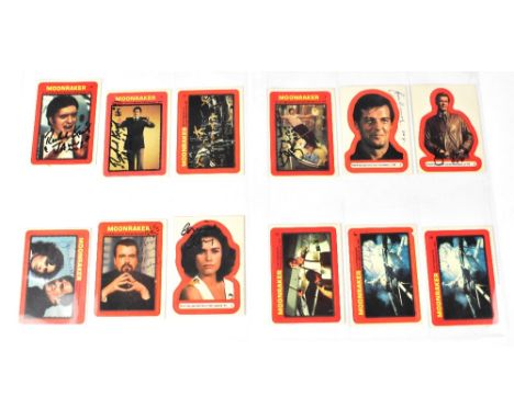 JAMES BOND; a group of promotional cards/stickers bearing several signatures including those of Roger Moore.We have not authe