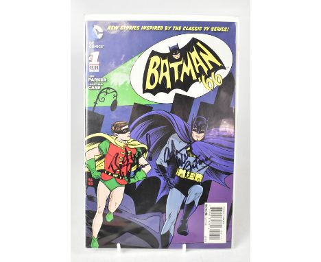 BATMAN; three DC comics bearing the signatures of Adam West and Burt Ward, Nos 1 and 2 with both signatures, No 3 with single