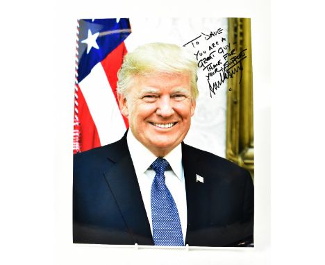 DONALD TRUMP; a large coloured photograph inscribed 'To Dave, You are a great guy, thanks for your support' and bearing the f