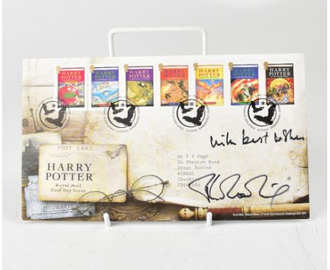 J K ROWLING; a 'Harry Potter' first day cover inscribed 'With Best Wishes', and bearing the author's signature.We have not au