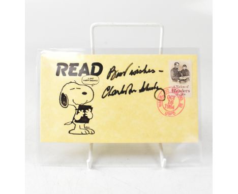 CHARLES SCHULZ; a Snoopy envelope dated 1984, inscribed 'Best wishes' and bearing the artist's signature.We have not authenti