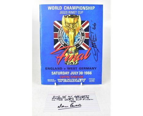 ENGLAND WORLD CUP WINNERS 1966; a limited edition reproduced programme, no.161/3500, signed to the front cover with further c
