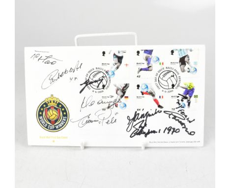BRAZIL WORLD CUP WINNERS 1970; a first day cover bearing several signatures including Pele.We have not authenticated these si