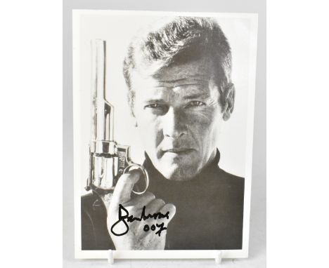 ROGER MOORE; a black and white promotional postcards bearing the star's signature when portraying James Bond.We have not auth