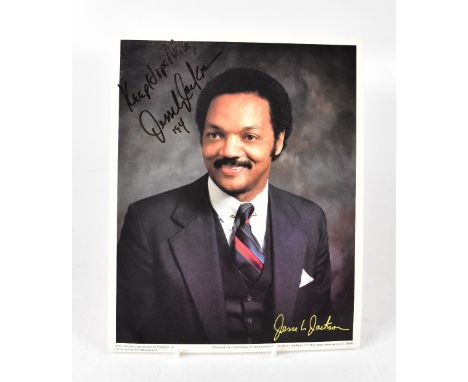 AMERICAN CIVIL RIGHTS; a promotional coloured photograph of Jessie Jackson bearing his signature and inscribed 'Keep Hope Ali