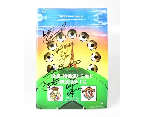 LIVERPOOL FC; a programme for the 1981 game v Real Madrid bearing several signatures to the front cover.We have not authentic