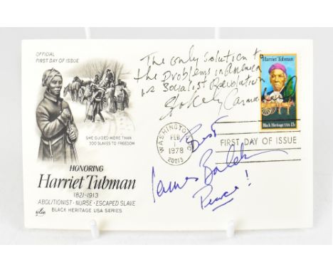 AMERICAN CIVIL RIGHTS; a first day cover bearing the signatures of Stokely Carmichael and James Baldwin, inscribed 'The only 