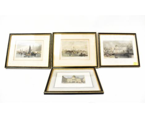 LIVERPOOL INTEREST; a group of four late 19th century coloured etchings, all depicting scenes of Liverpool, comprising 'Liver