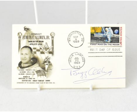 SPACE EXPLORATION; a 1969 first day cover signed by Buzz Aldrin.We have not authenticated this signature, please satisfy your