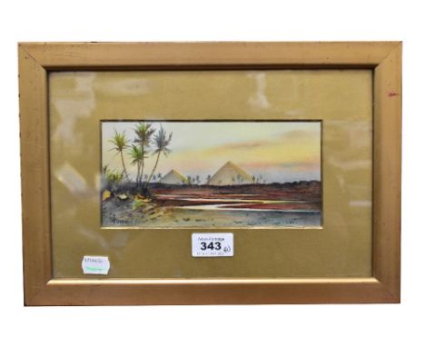 S WEEDON; a pair of watercolours, Egyptian pyramid and desert scenes, both signed lower left, each 10 x 21cm (2).