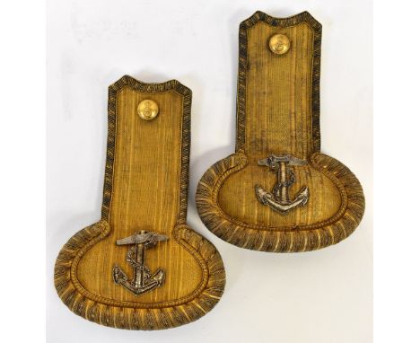 A pair of late 19th/early 20th century Gieve, Matthews &amp; Seagrove Ltd Naval epaulettes, with gold coloured thread, button