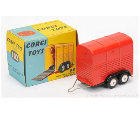 Corgi 102 Rice's Pony Trailer - finished in red including opening rear door, black chassis, flat spun hubs, metal drawbar, wi