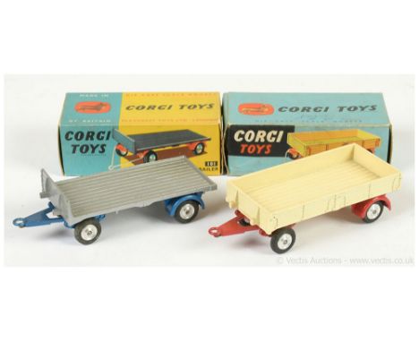 Corgi 100 Dropside Trailer - cream, red, spun hubs - Excellent (couple of small marks on wheelarches) in a Good (slightly gru