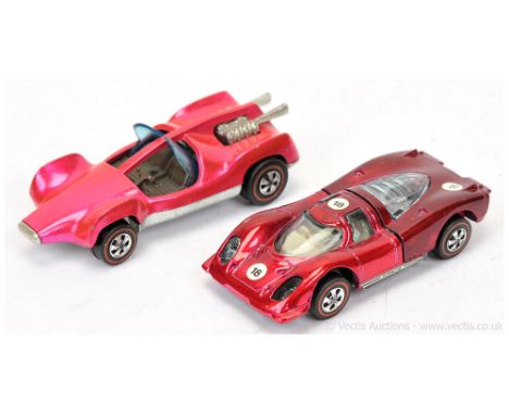 Hot Wheels (Mattel) Redline 6423 Mantis - metallic pink and 6416 Porsche 917 - metallic magenta with racing number 18 labels 