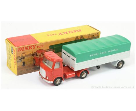 Dinky 914 AEC Articulated Lorry "British Road Services" - red cab with very pale grey interior, silver trim, with pale grey t