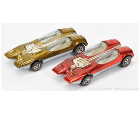 Hot Wheels (Mattel) Redline 6261 Splittin Image - metallic olive; another but metallic red - conditions are generally Good Pl