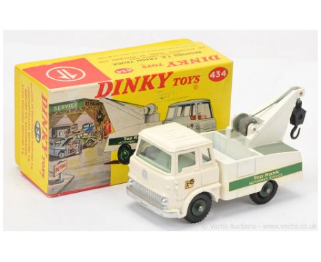 Dinky 434 Bedford TK Crash Truck "Top Rank Motorway Service" - white cab, chassis, back and jib, grey platforms, silver trim,