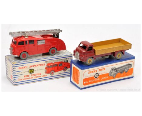 Dinky 522 Big Bedford Lorry - maroon cab &amp; chassis, dark tan back, silver trim, Supertoy hubs with grey treaded tyres &am