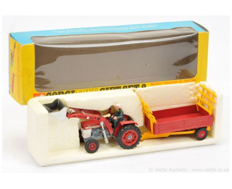 Corgi GS9 Gift Set to include Massey Ferguson 165 Tractor with Shovel - grey, white, red including arms and hubs, with figure