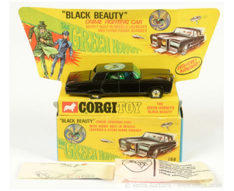 Corgi 268 "The Green Hornet" Black Beauty - finished in black, green tinted windows, spun hubs - overall condition is general